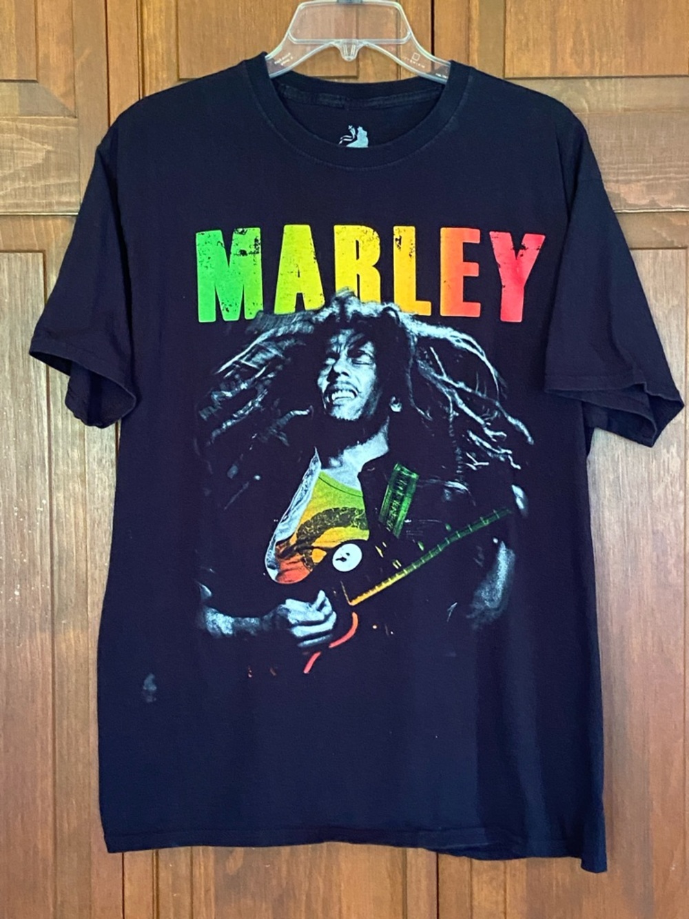 Zion Rootswear Marley Graphic Tee - Black with Red, Yellow, Green Print